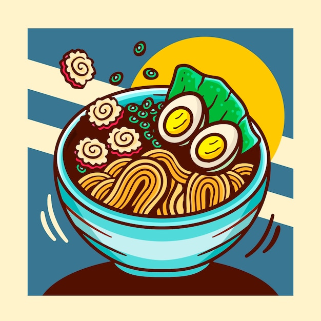 Vector plantilla de póster de ramen dibujado a mano