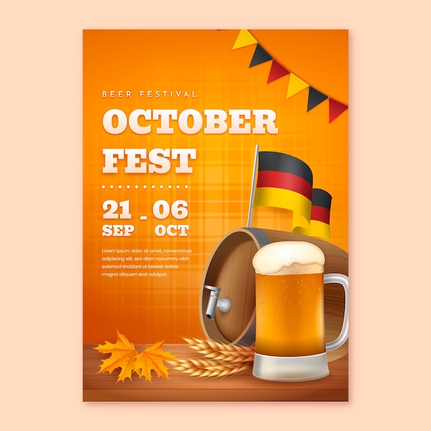 plantilla de póster realista para el Oktoberfest