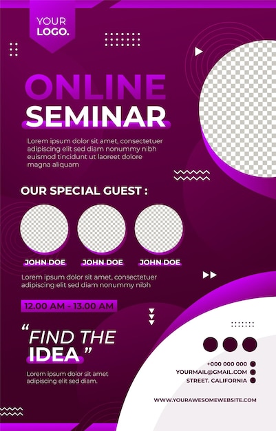 Plantilla de póster de seminario en línea