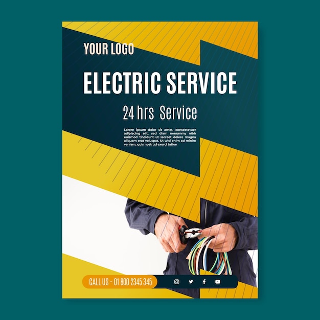 Plantilla de póster de servicio de electricista