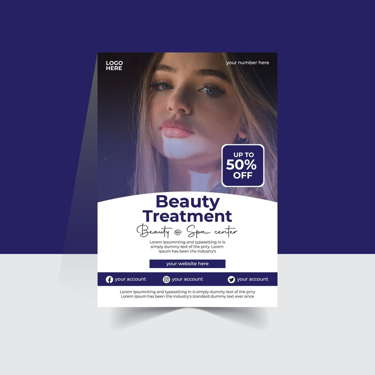 plantilla de póster spa de belleza con flores de manzanilla para mujeres