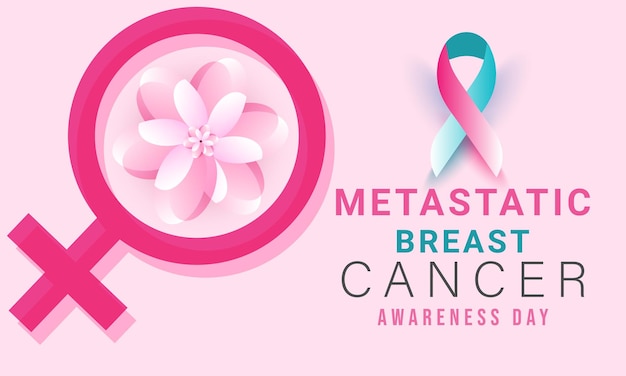 Plantilla de póster de tarjeta de banner de fondo del día de concientización sobre el cáncer de mama metastásico vector