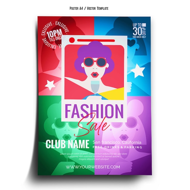 Plantilla de póster de venta de moda