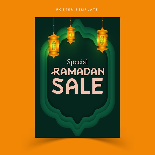 Vector plantilla de póster de venta de ramadán