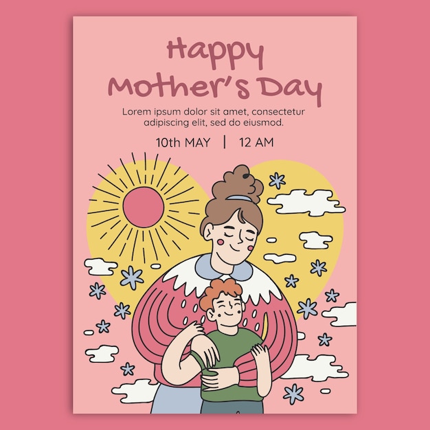 Plantilla de póster vertical para la celebración del día de la madre.