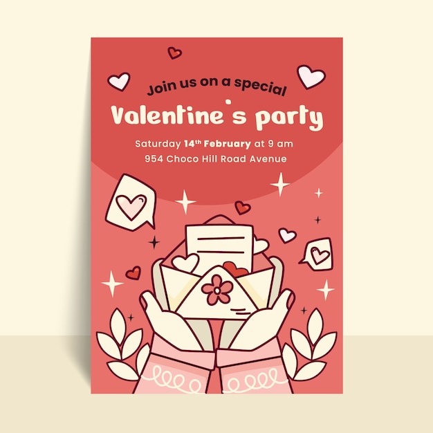 Plantilla de póster vertical de celebración del día de san valentín