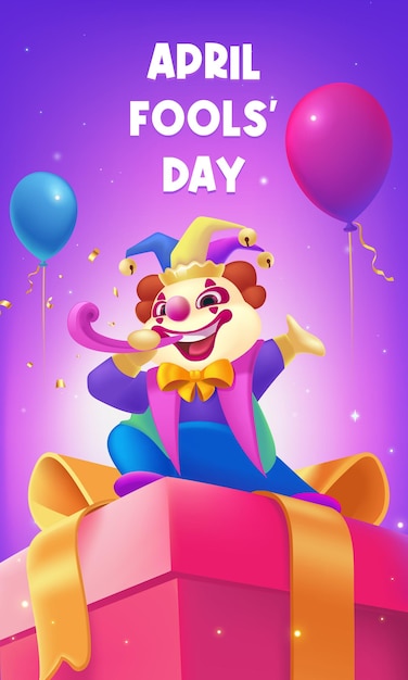 plantilla de póster vertical de celebración del día del tonto de abril pintada a mano por vector