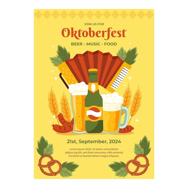 Plantilla de póster vertical para la celebración del festival de la cerveza oktoberfest