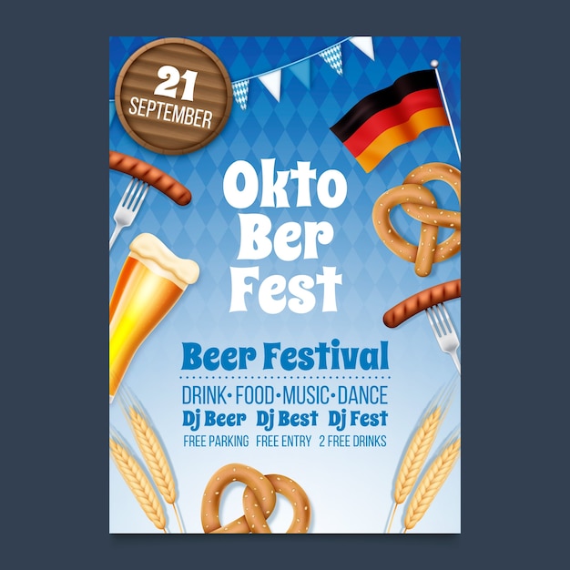 plantilla de póster vertical para la celebración del festival de cerveza Oktoberfest