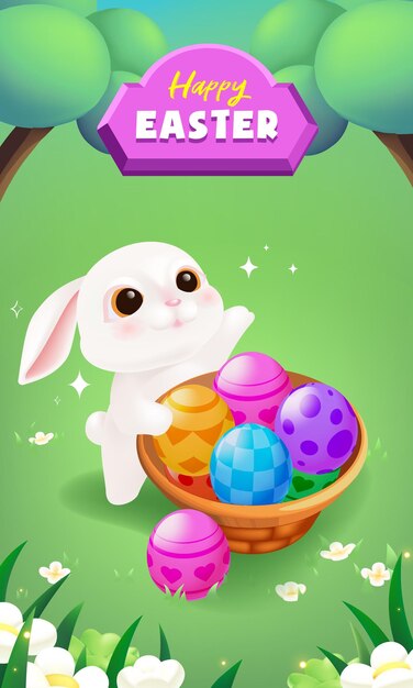 plantilla de póster vertical de celebración de la Pascua pintada a mano por vector