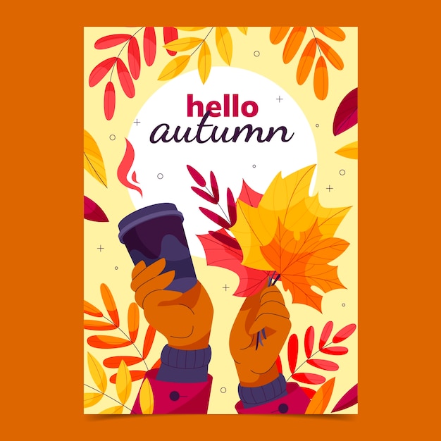 Vector plantilla de póster vertical de celebración plana de otoño