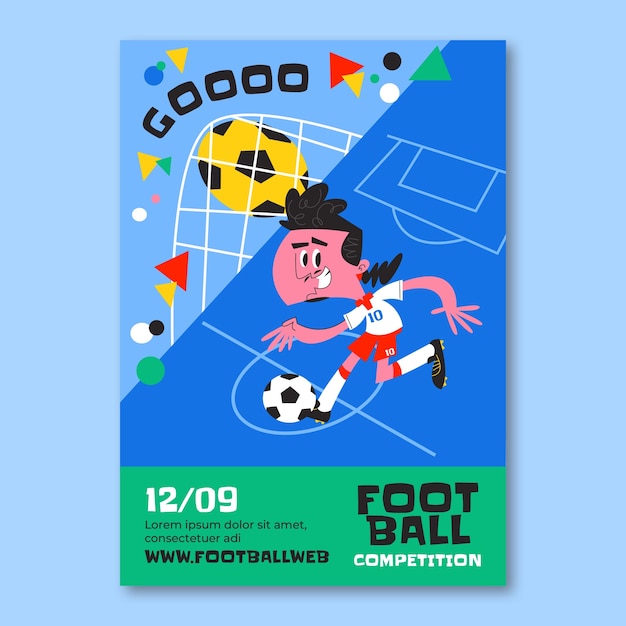 plantilla de póster vertical de la competición de fútbol plano