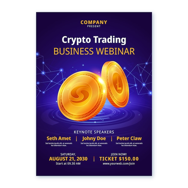 plantilla de póster vertical criptográfico con gradiente
