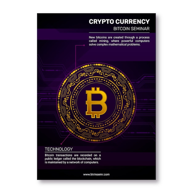 plantilla de póster vertical criptográfico con gradiente