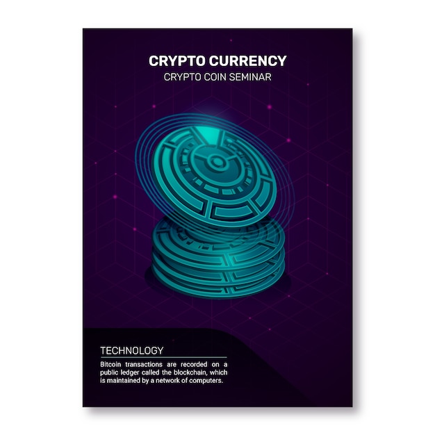 plantilla de póster vertical criptográfico con gradiente