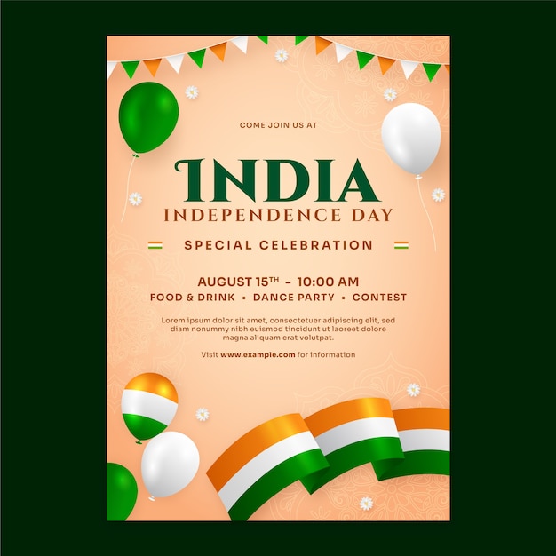 plantilla de póster vertical del día de la independencia de la India