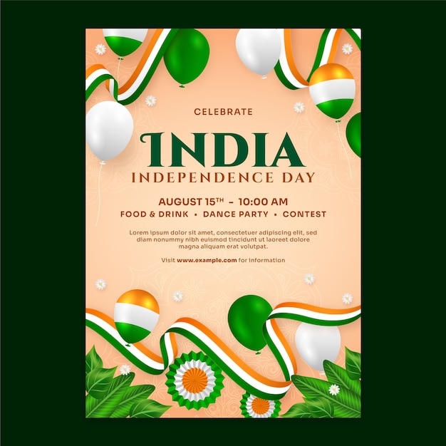plantilla de póster vertical del día de la independencia de la India
