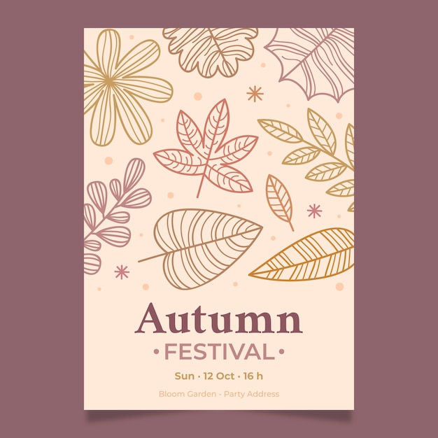 Vector plantilla de póster vertical dibujado a mano para la celebración de otoño