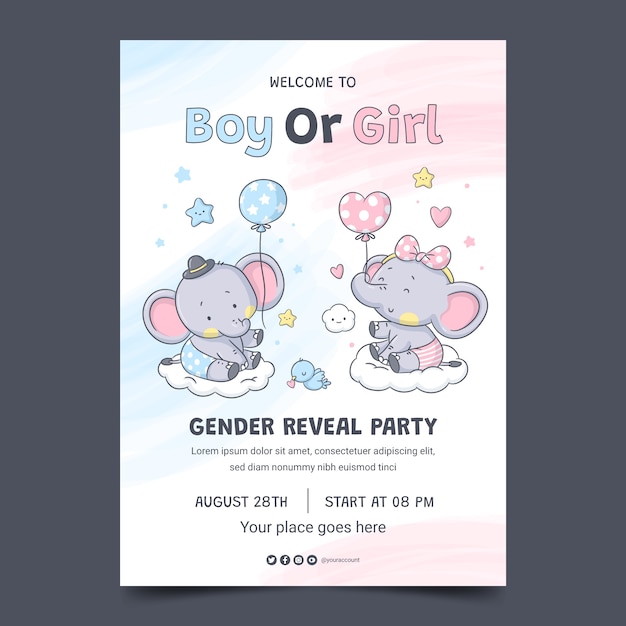 Plantilla de póster vertical para fiesta de revelación de género