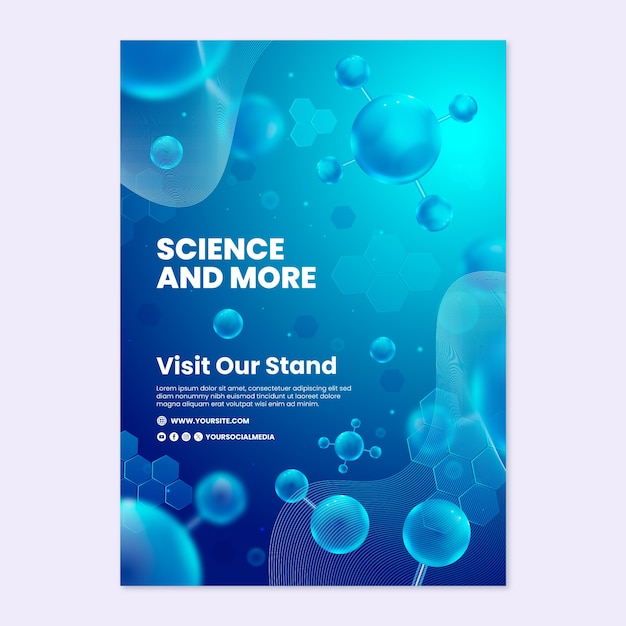 plantilla de póster vertical de moléculas realistas