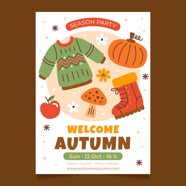 Vector plantilla de póster vertical plana para celebración de otoño