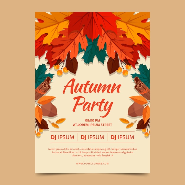 Plantilla de póster vertical plana para celebración de otoño