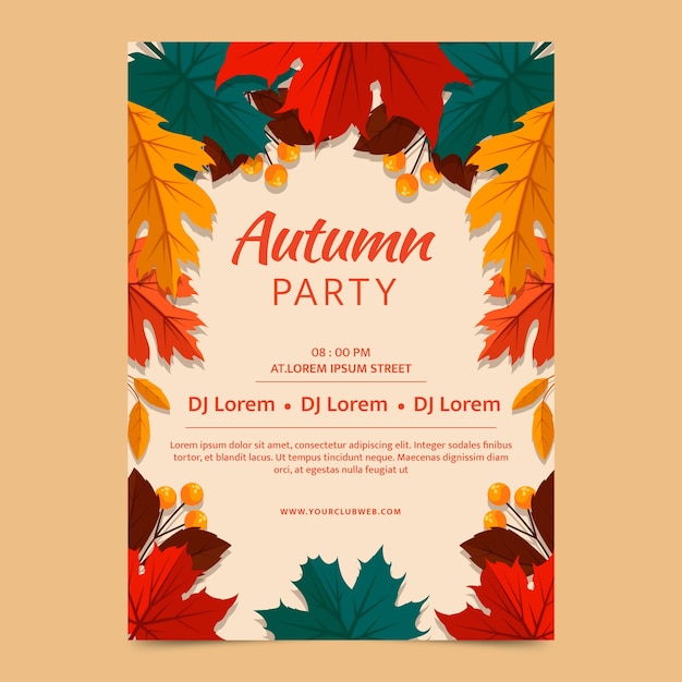 Plantilla de póster vertical plana para celebración de otoño