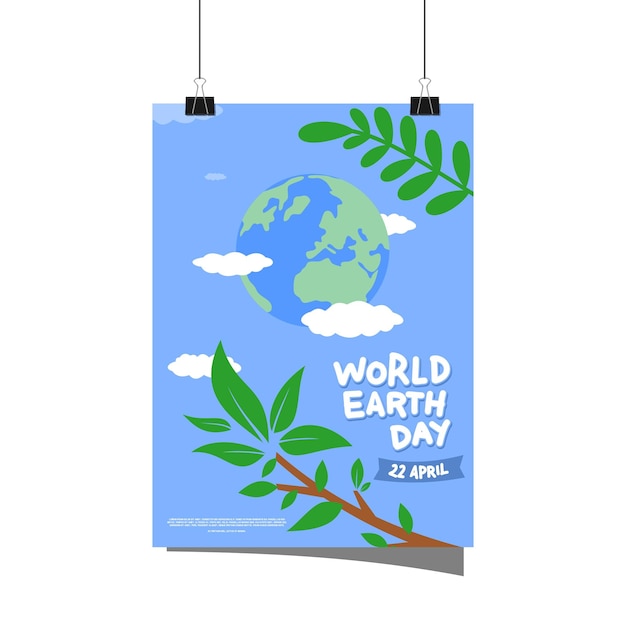 Vector plantilla de póster vertical plano del día mundial de la tierra