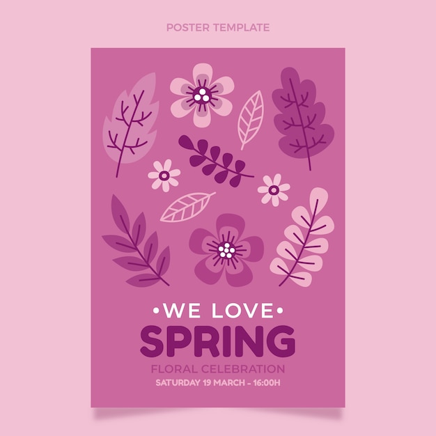 Vector plantilla de póster vertical de primavera plana