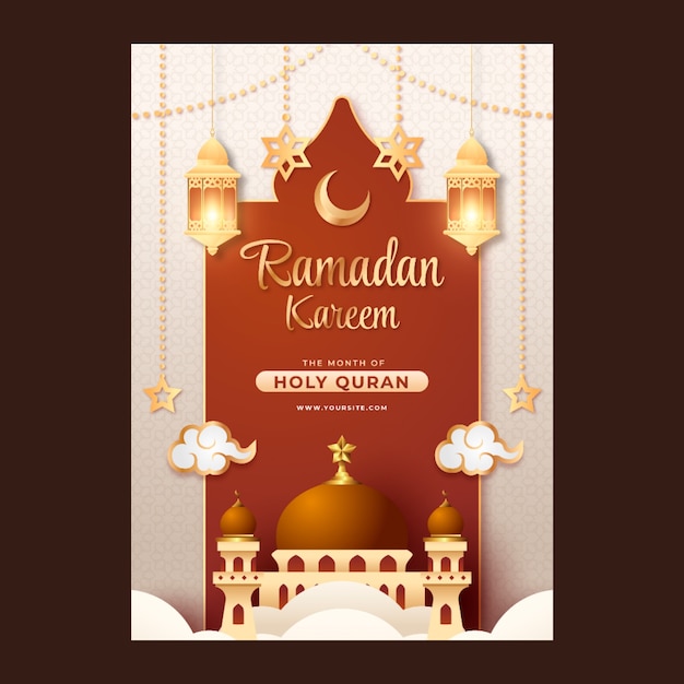 Plantilla de póster vertical de ramadán degradado