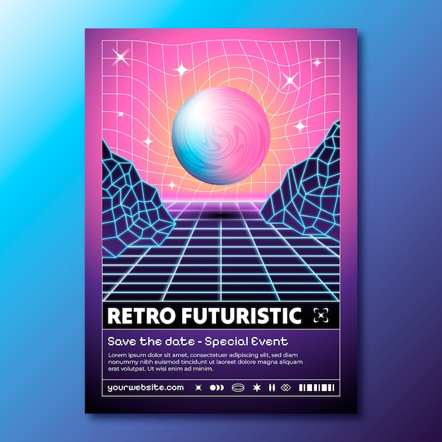 plantilla de póster vertical retro futurista