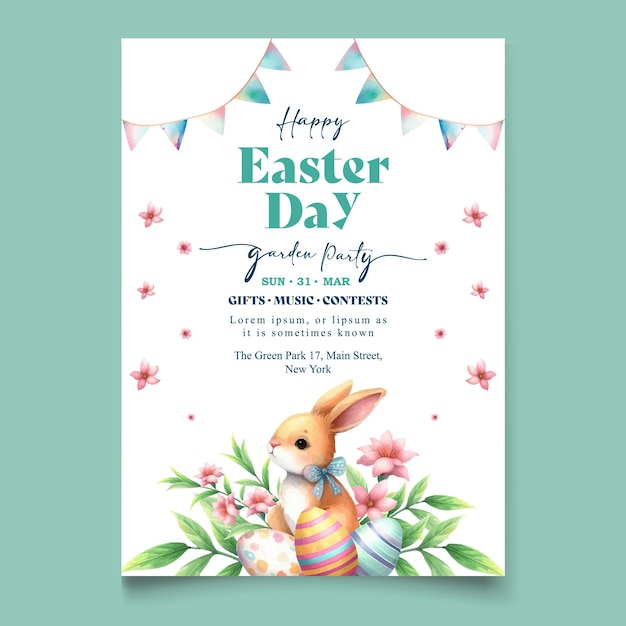 plantilla de póster vertical vectorial para la celebración de la Pascua