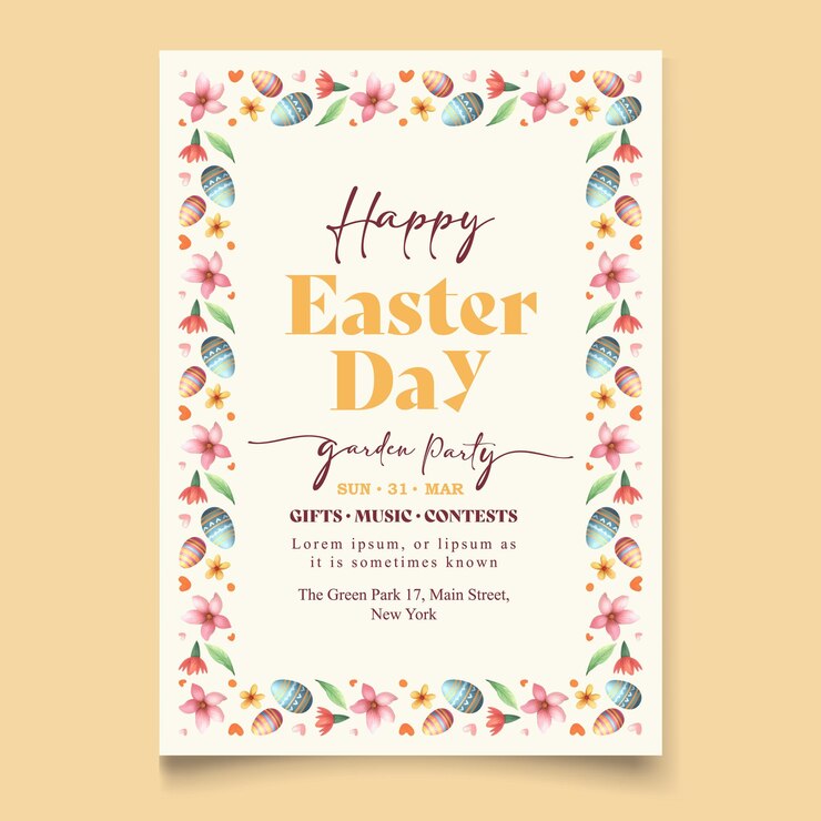 Vector plantilla de póster vertical vectorial para la celebración de la pascua