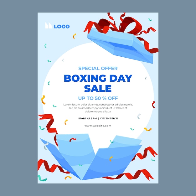 Vector plantilla de póster vertical de ventas del día del boxeo