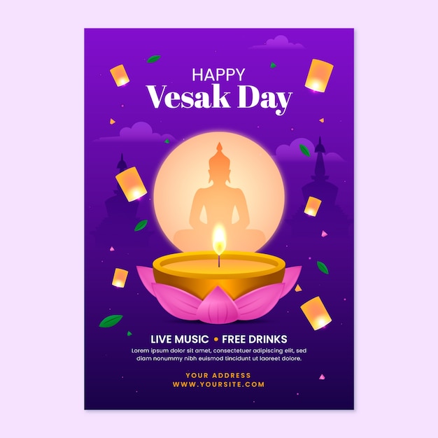 Plantilla de póster vertical vesak degradado