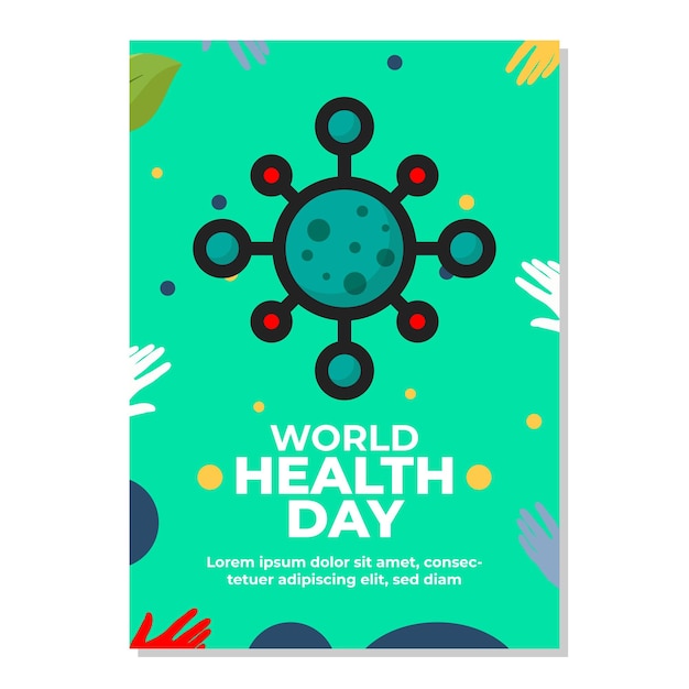 Plantilla de póster vertical de volante vectorial gratuito para la celebración del Día Mundial de la Salud 2024