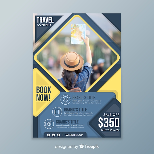 Vector plantilla de póster de viaje con venta