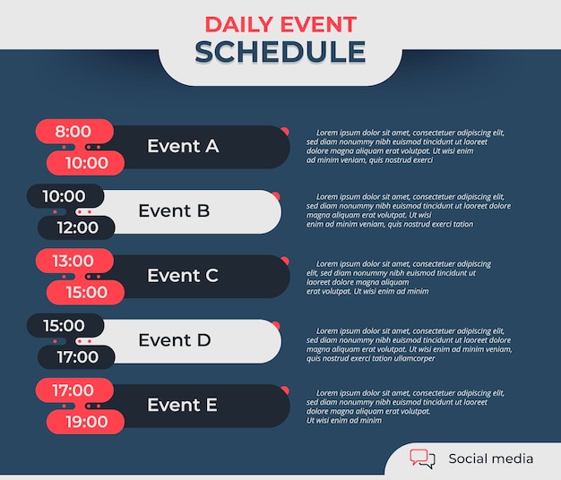 Plantilla de póster de volante de horario de eventos diarios