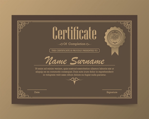 Plantilla de premio certificado clásico
