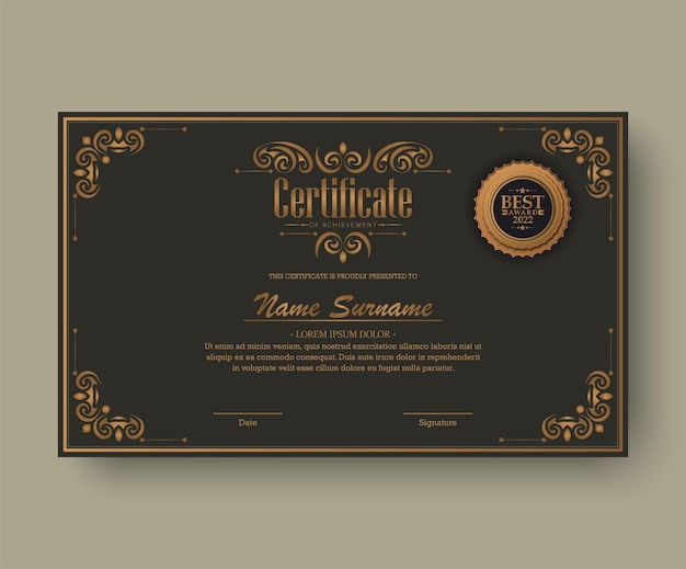 Plantilla de premio certificado clásico