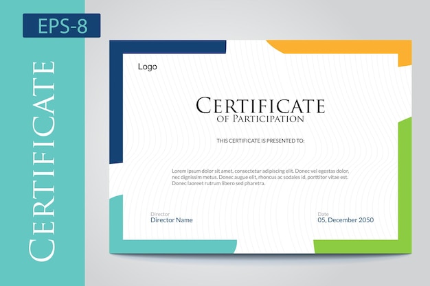 Plantilla de premio de certificado de participación creativa