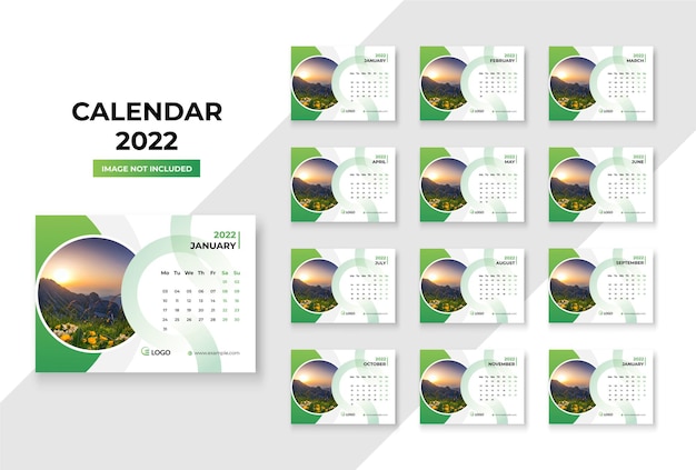 Plantilla premium de calendario de escritorio 2022