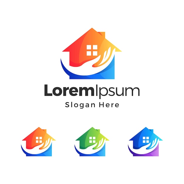 Plantilla premium de logotipo de gradiente de cuidado en el hogar
