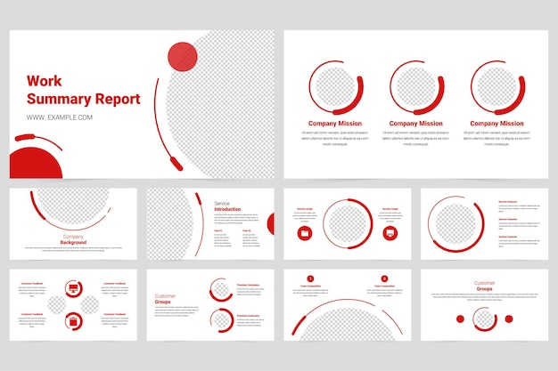 Plantilla de presentación de diapositivas de informe de trabajo empresarial moderno rojo
