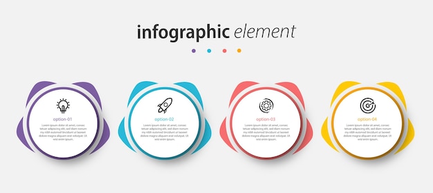 Plantilla de presentación de diseño de círculo de infografía vectorial con 4 opciones