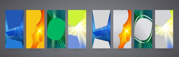 Plantilla de presentación de elementos de diseño Establecer banners verticales colores fondo telón de fondo resplandor efecto de luz Ilustración vectorial EPS 10 para plantilla de banner web diseño de tarjeta de visita elemento de sitio web