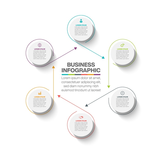 Plantilla de presentación empresarial círculo infografía