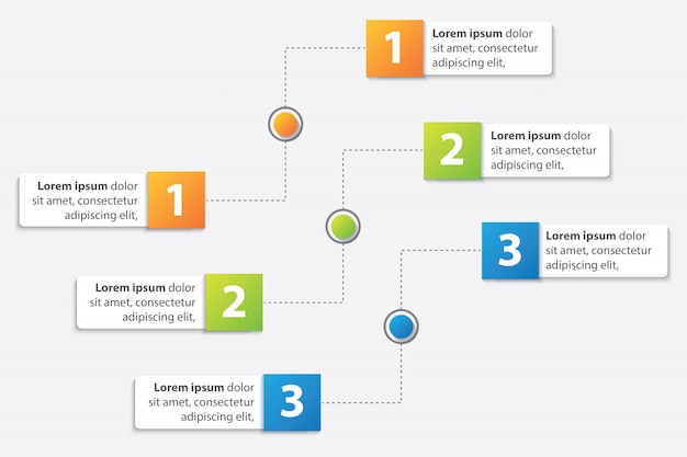 Plantilla de presentación empresarial infografía con 3 opciones de vectores