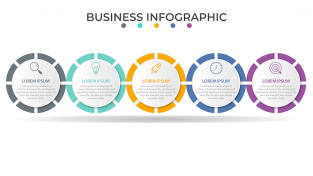 Vector plantilla de presentación empresarial infografía con 5 opciones.