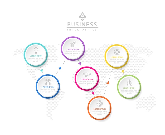plantilla de presentación empresarial de infografía vectorial con interconexión circular con 7 opciones
